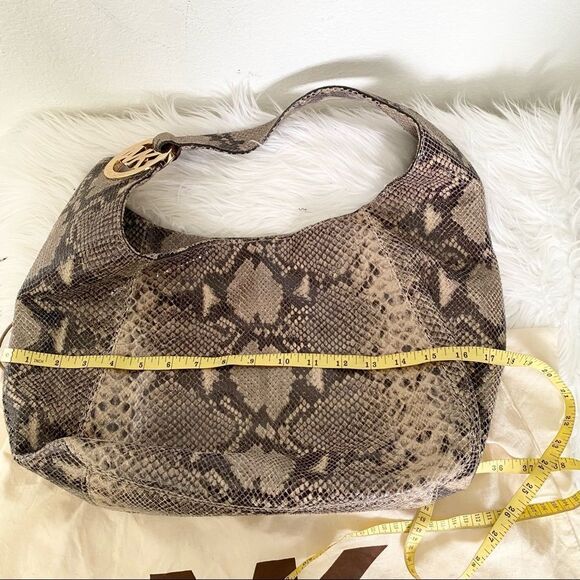 Michael Michael Kors Fulton embossed python leather large hobo shoulder bag - Picture 10 of 12